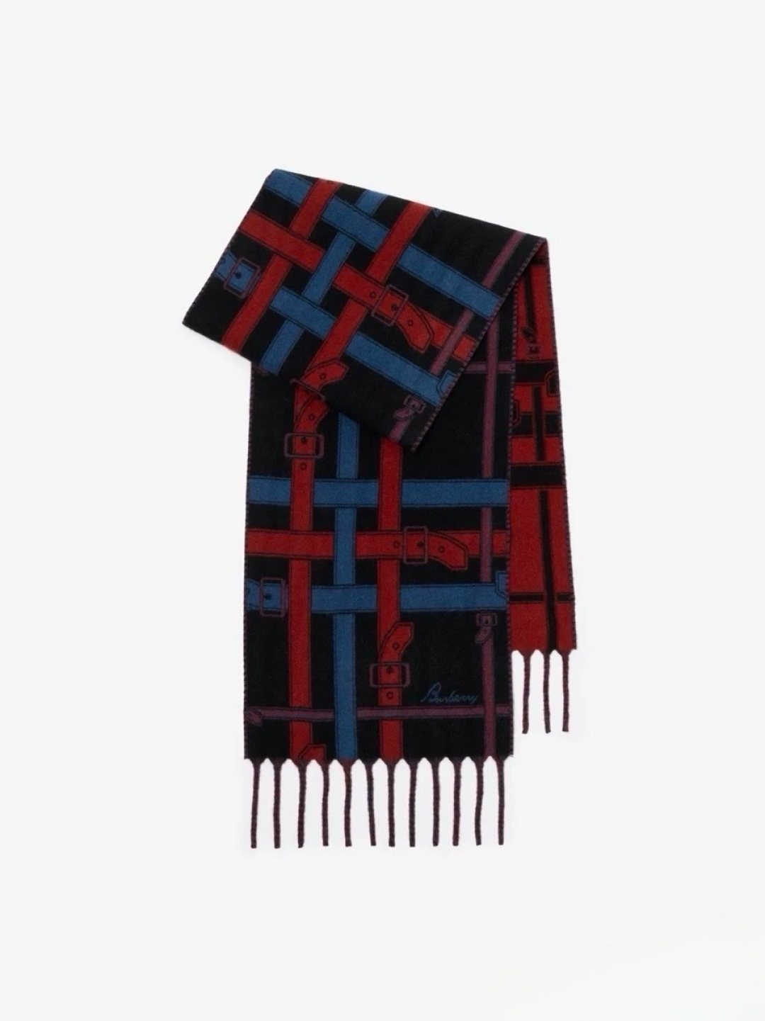 Burberry Reversible Cashmere Fringe Scarf — front