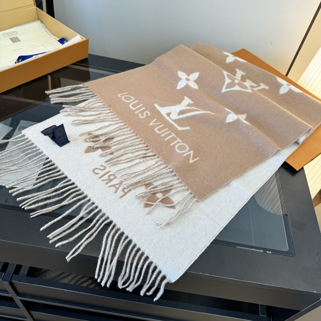 Louis Vuitton Two-Tone Fringed Scarf — front