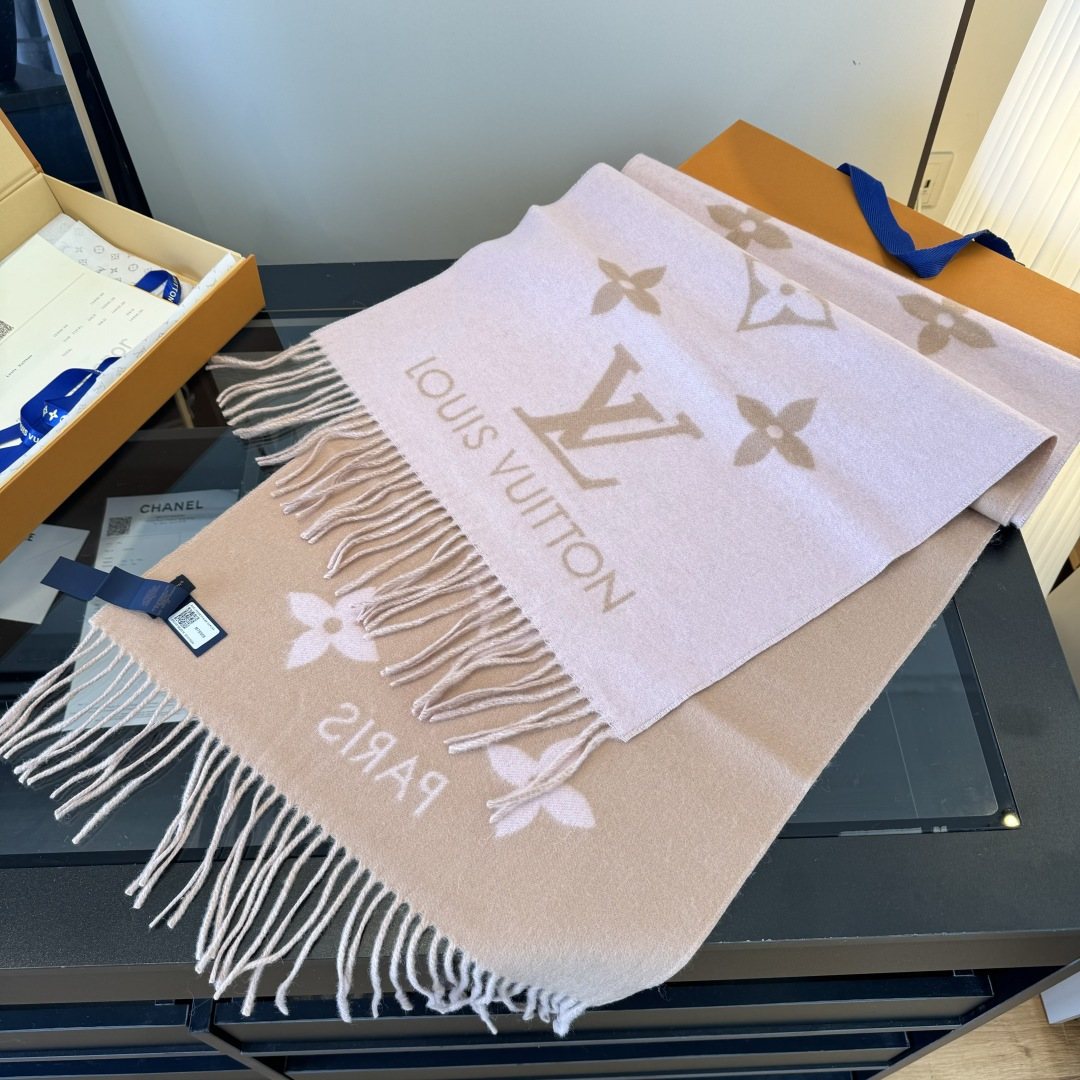 Louis Vuitton Two-Tone Fringed Scarf — front