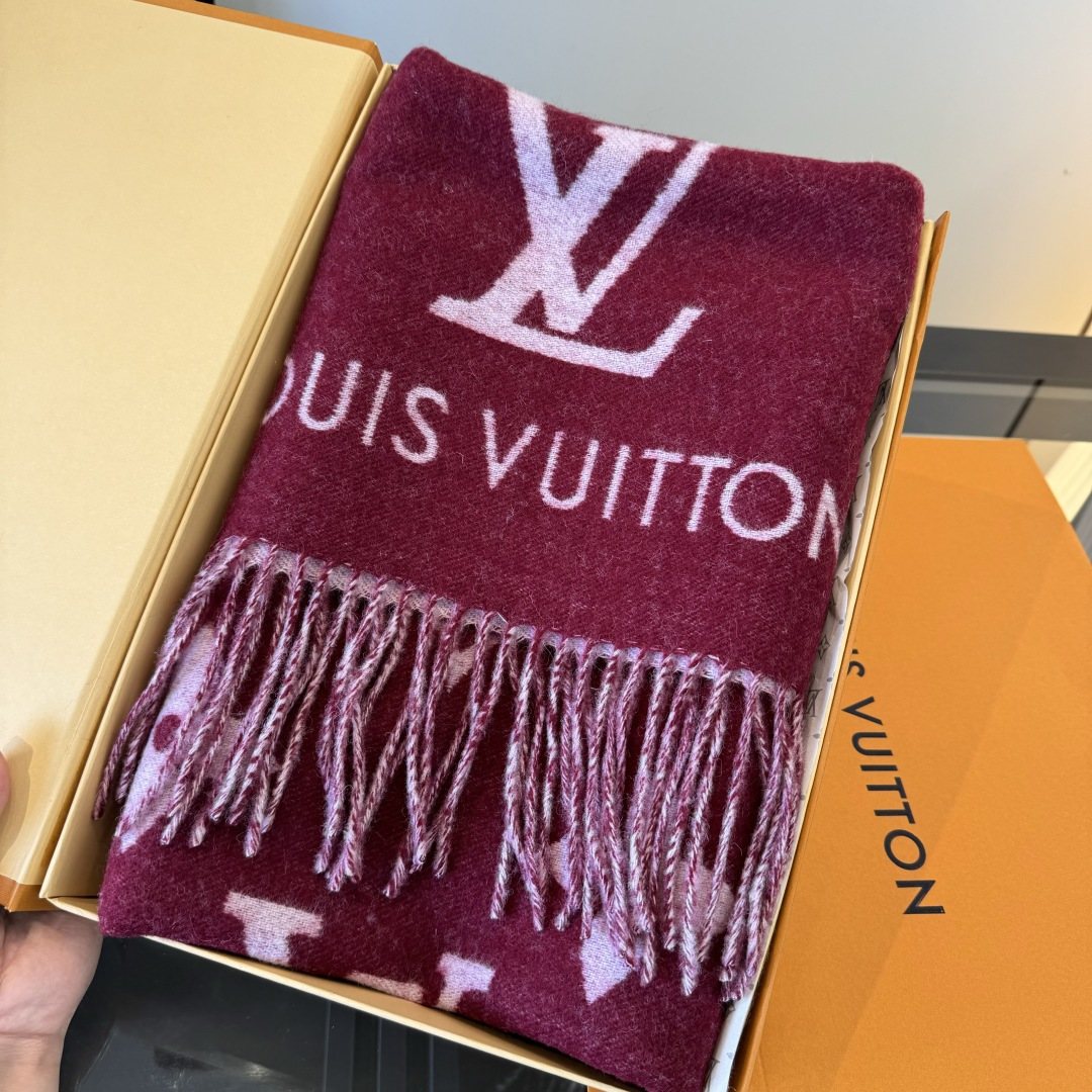 Louis Vuitton Two-Tone Fringed Scarf — front