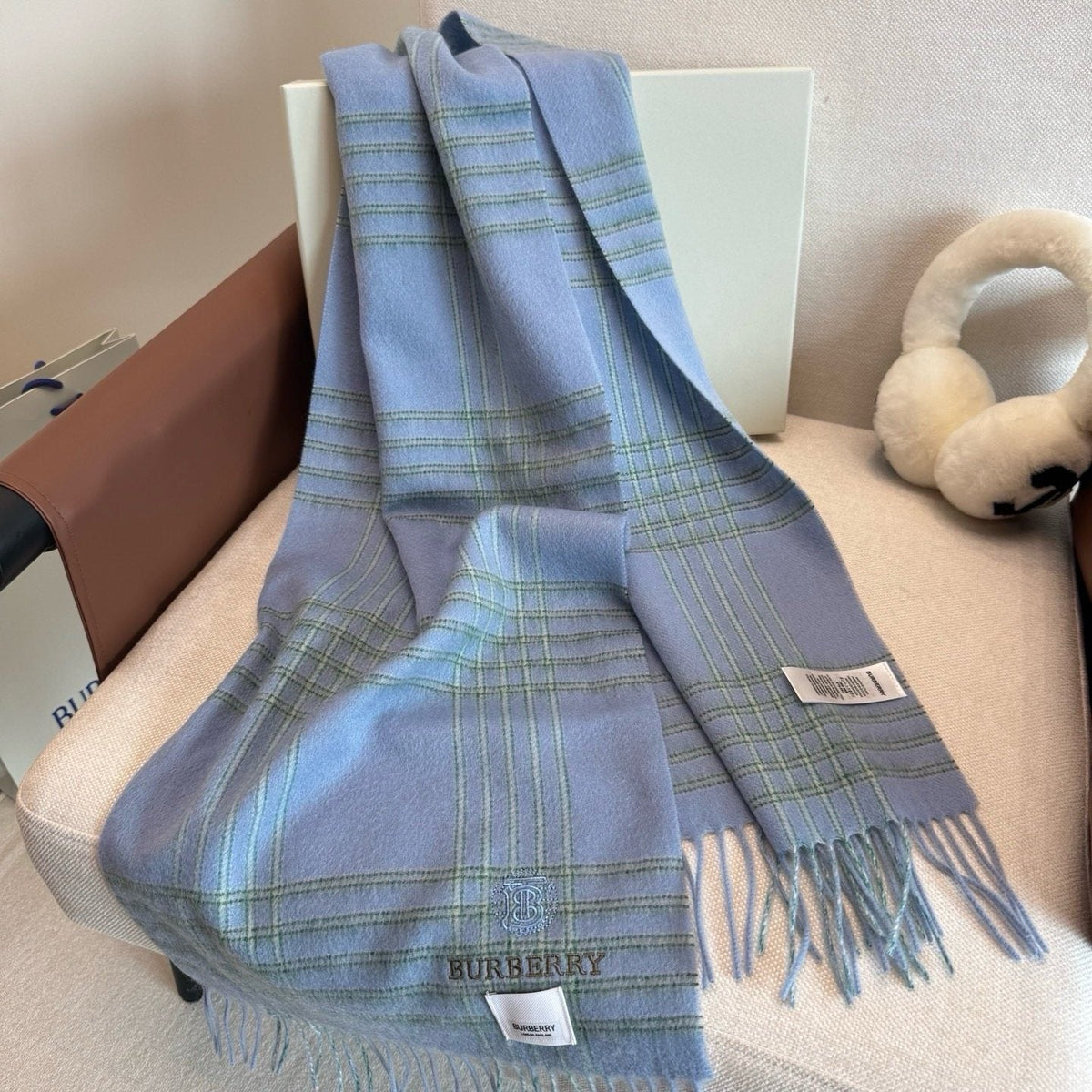 Burberry Plaid Fringe Scarf — front