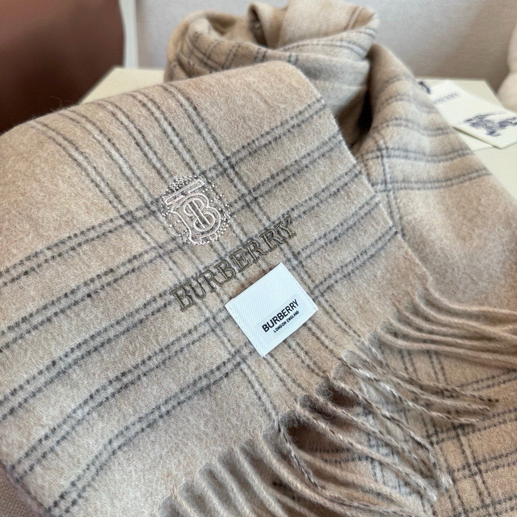 Burberry Plaid Fringe Scarf — detail