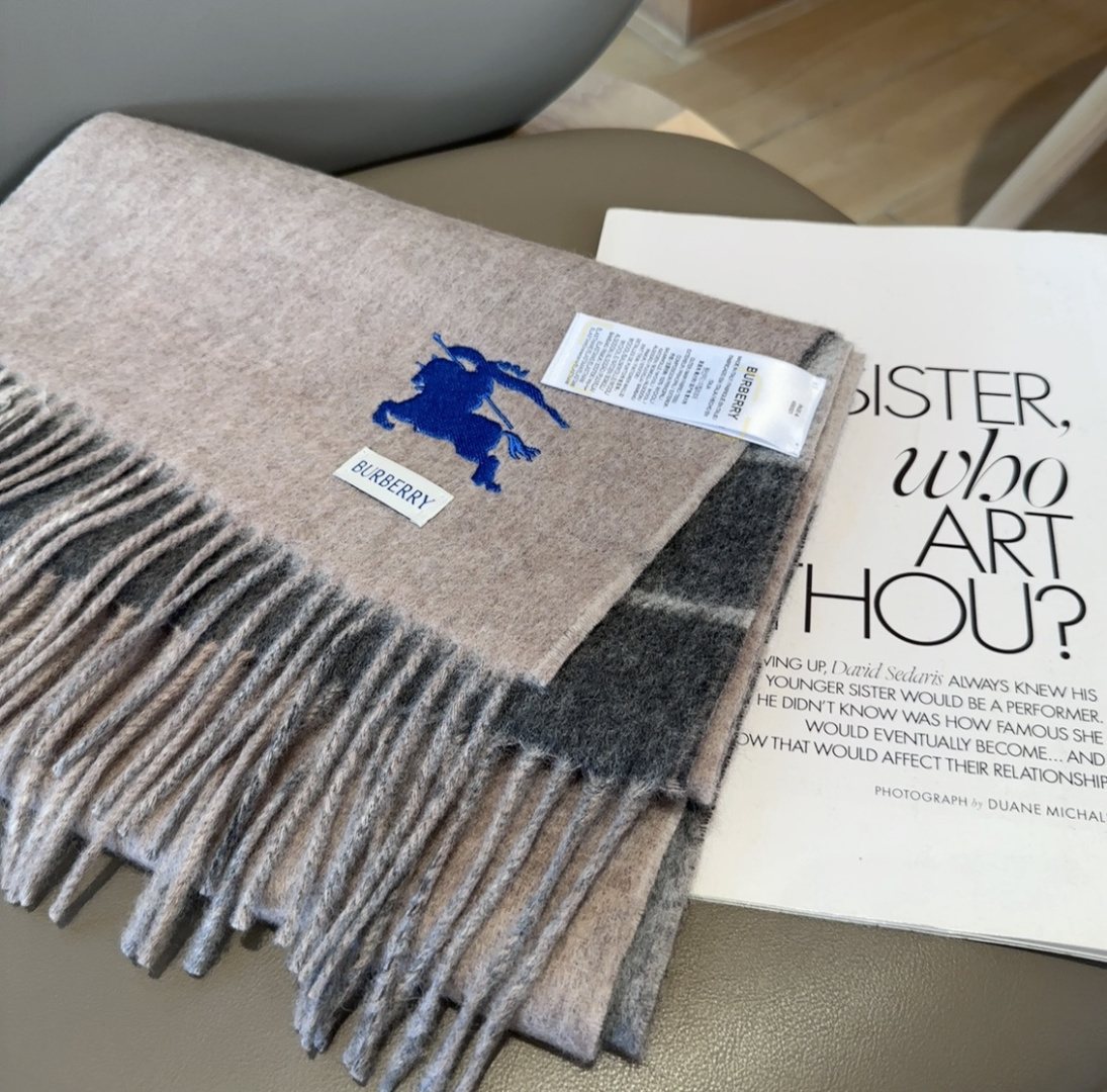 Burberry Reversible Plaid Fringed Scarf — front
