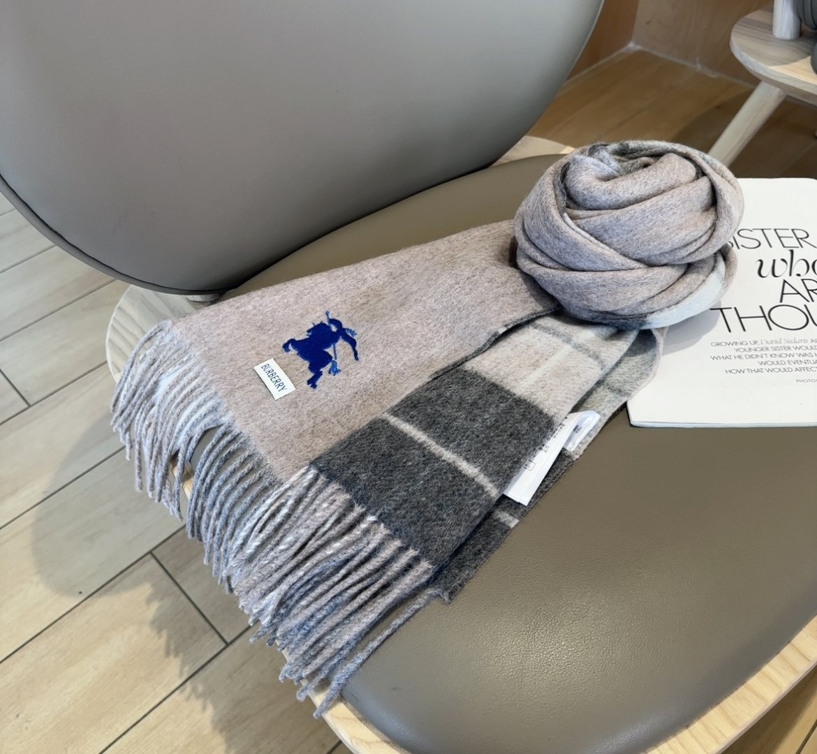 Burberry Reversible Plaid Fringed Scarf — side
