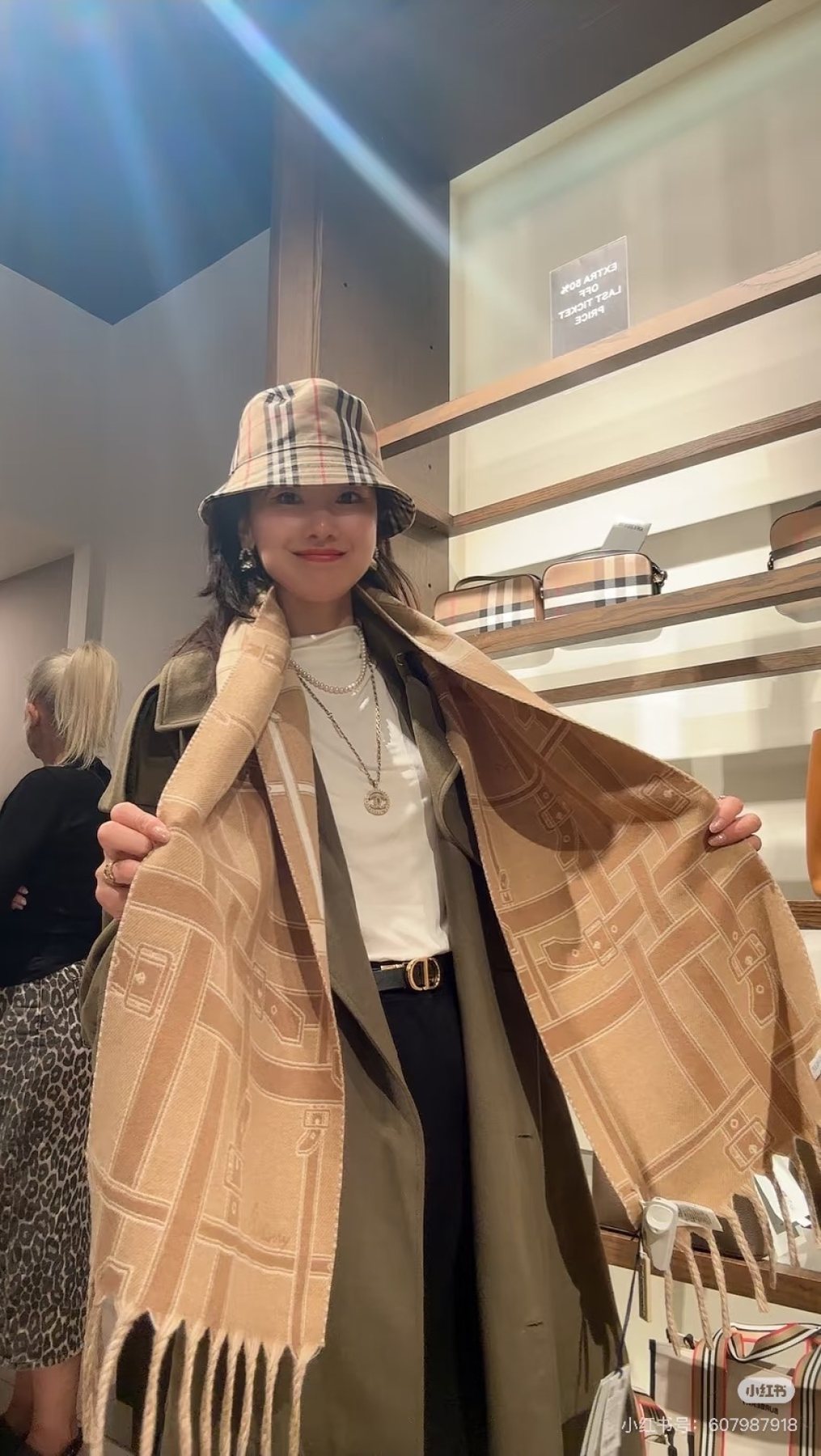 Burberry Geometric Fringed Scarf — model