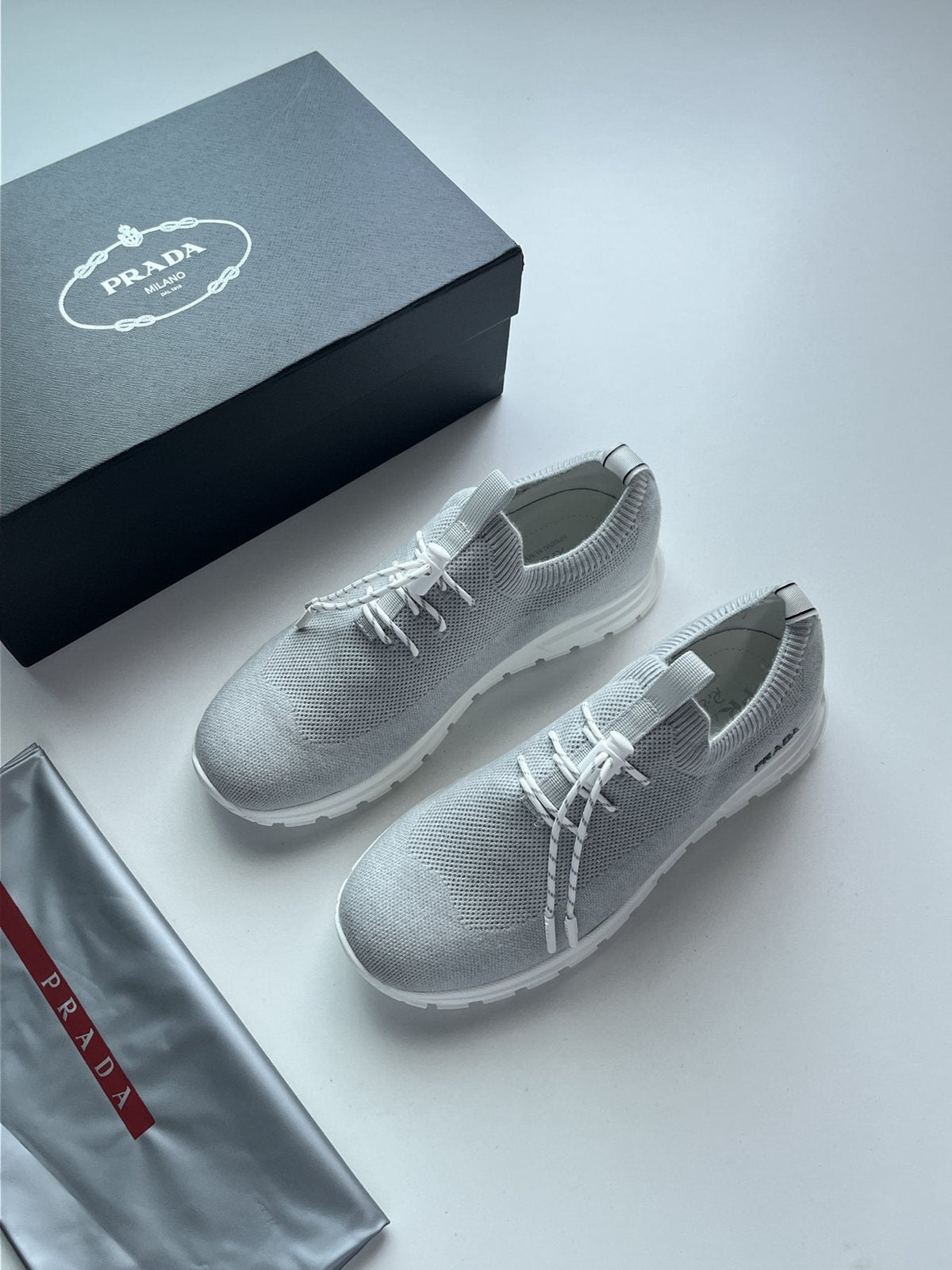 Prada Knit Sock-Style Sneakers — front