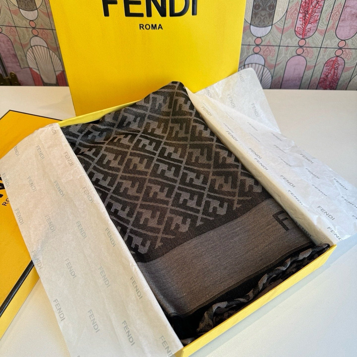 Fendi Fringed Monogram Scarf — front