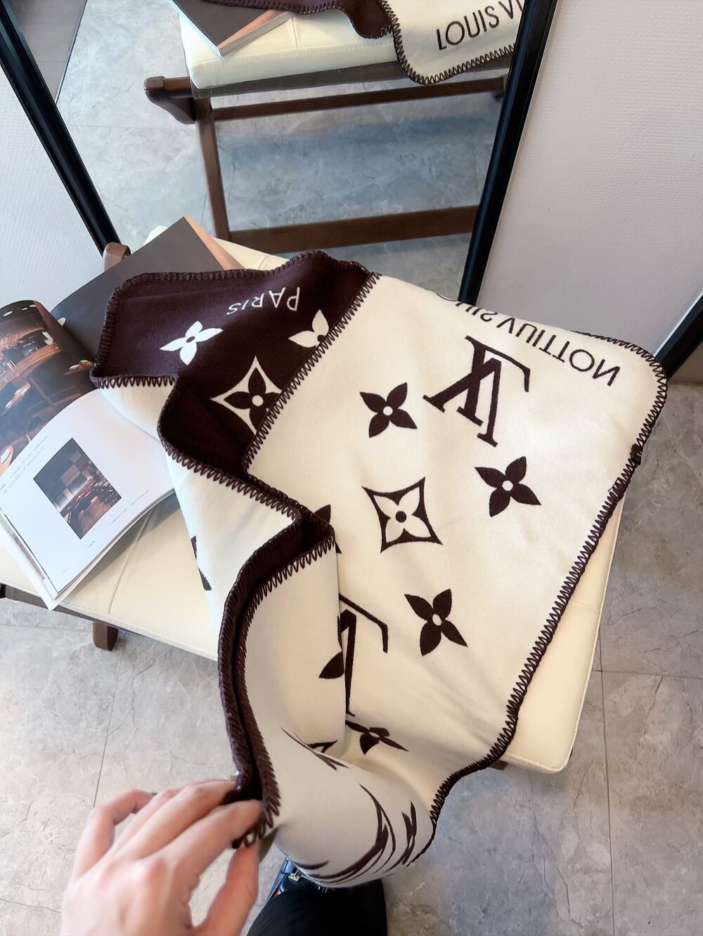 Louis Vuitton Reversible Monogram Scarf — model
