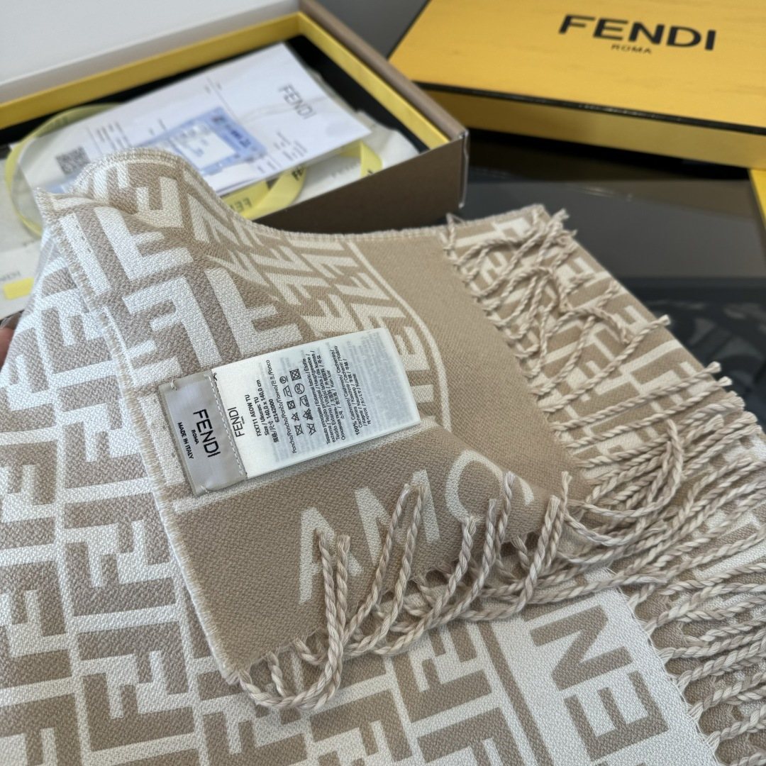Fendi FF Logo Fringe Scarf — front