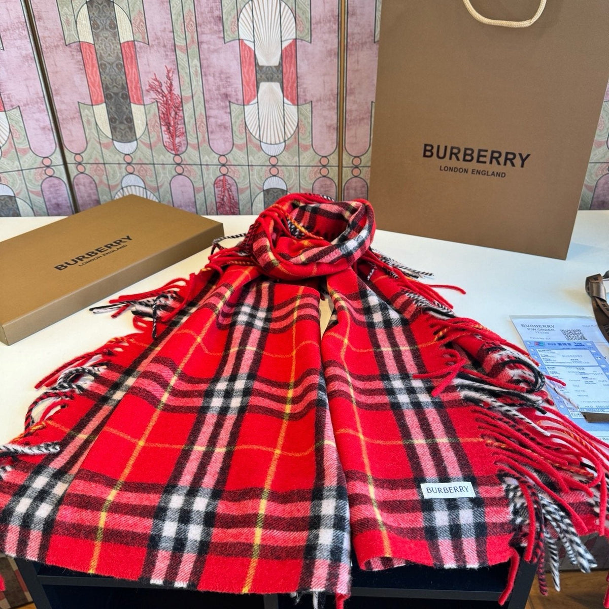 Burberry Plaid Fringe Scarf — front