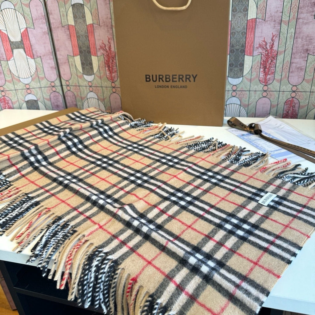 Burberry Plaid Fringe Scarf — front
