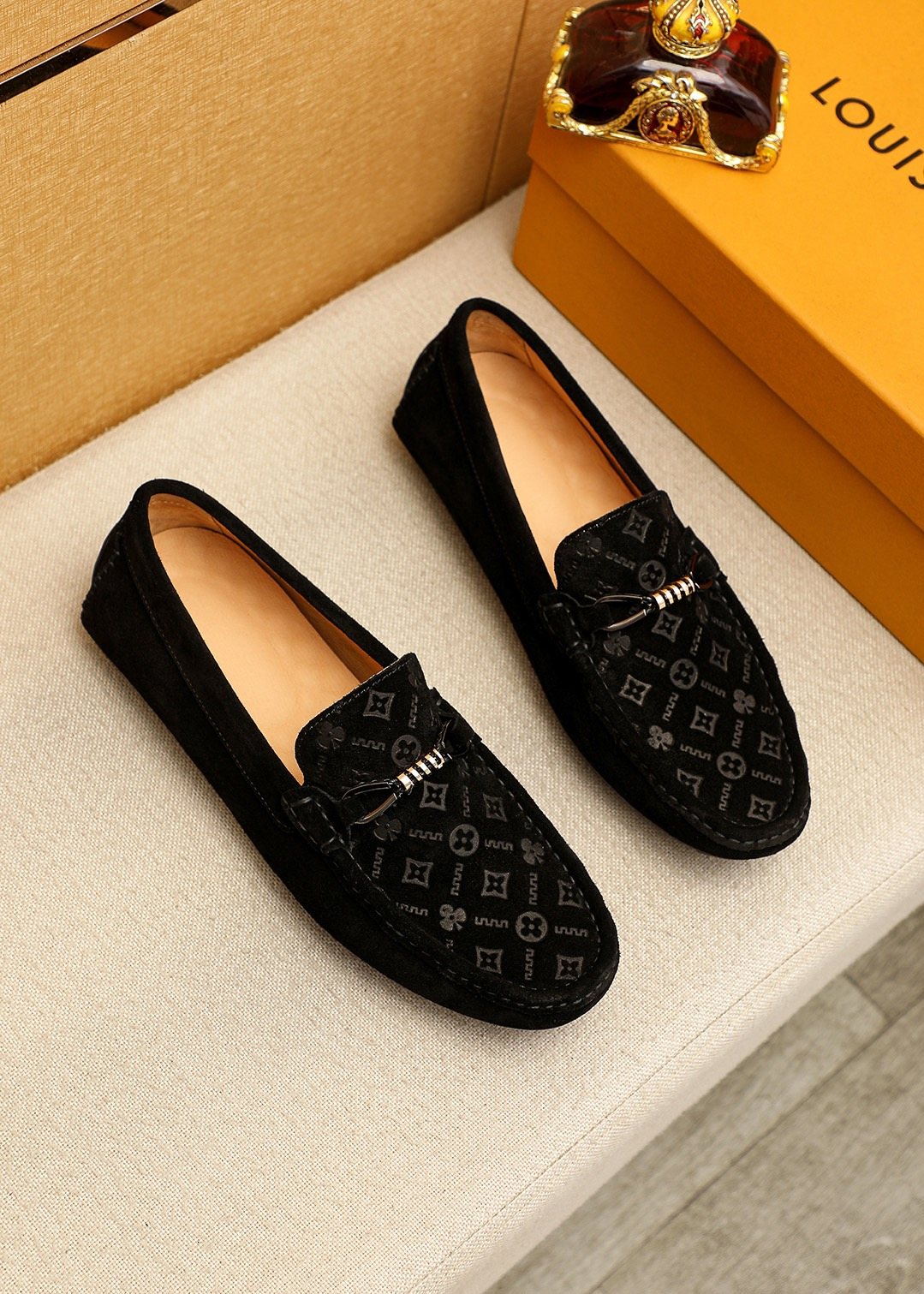 Louis Vuitton Embossed Hardware Loafers — front