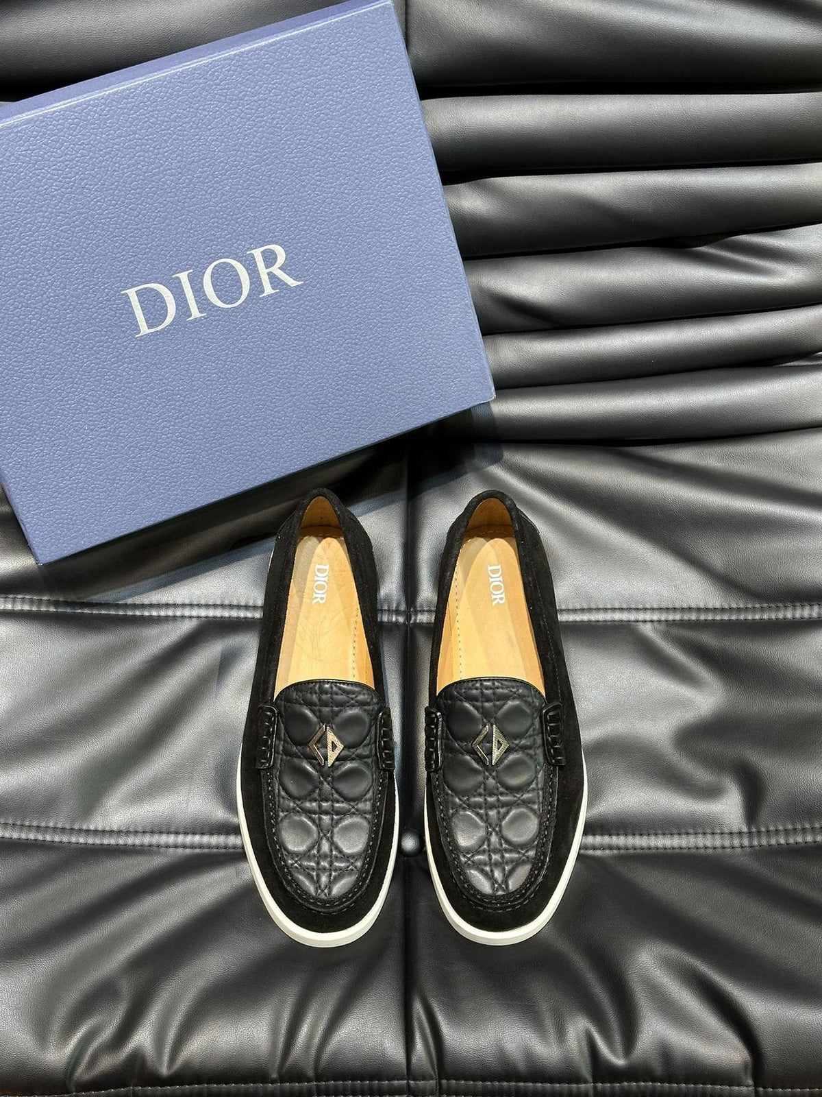 Dior Patterned Panel Loafers — front