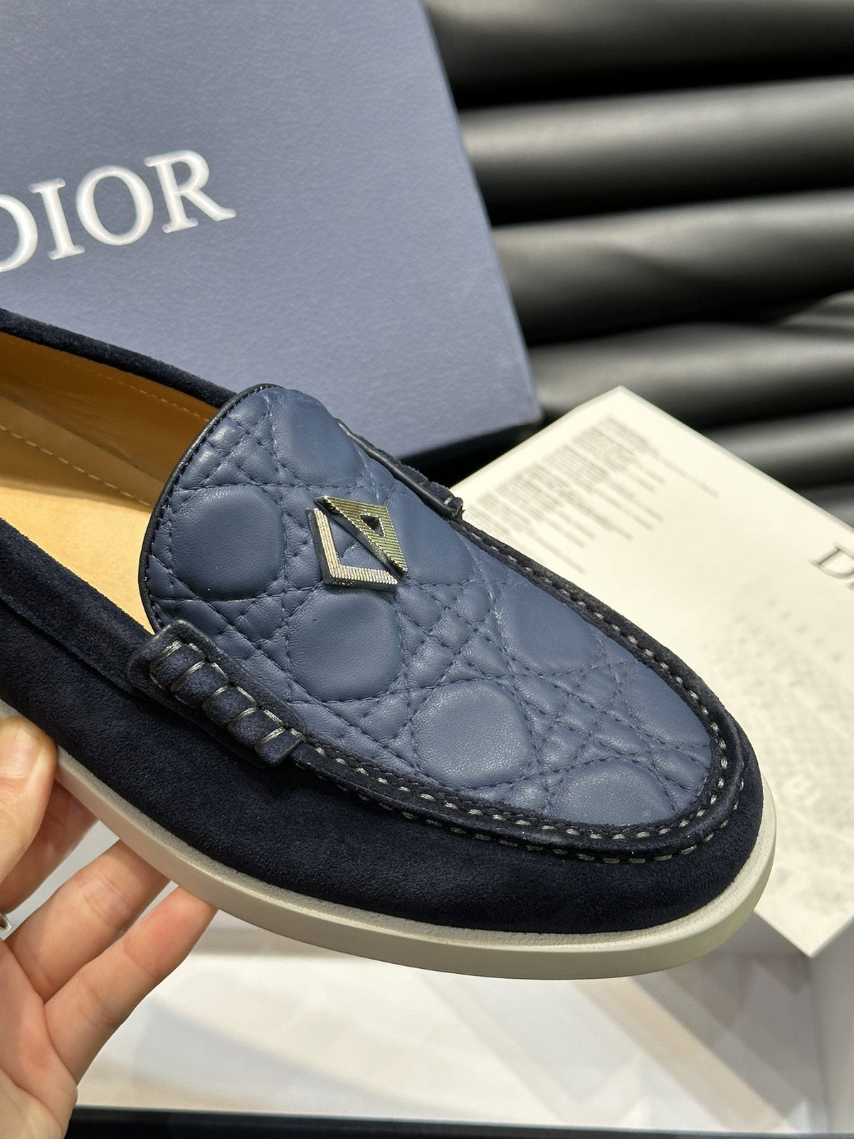 Dior Patterned Panel Loafers — detail
