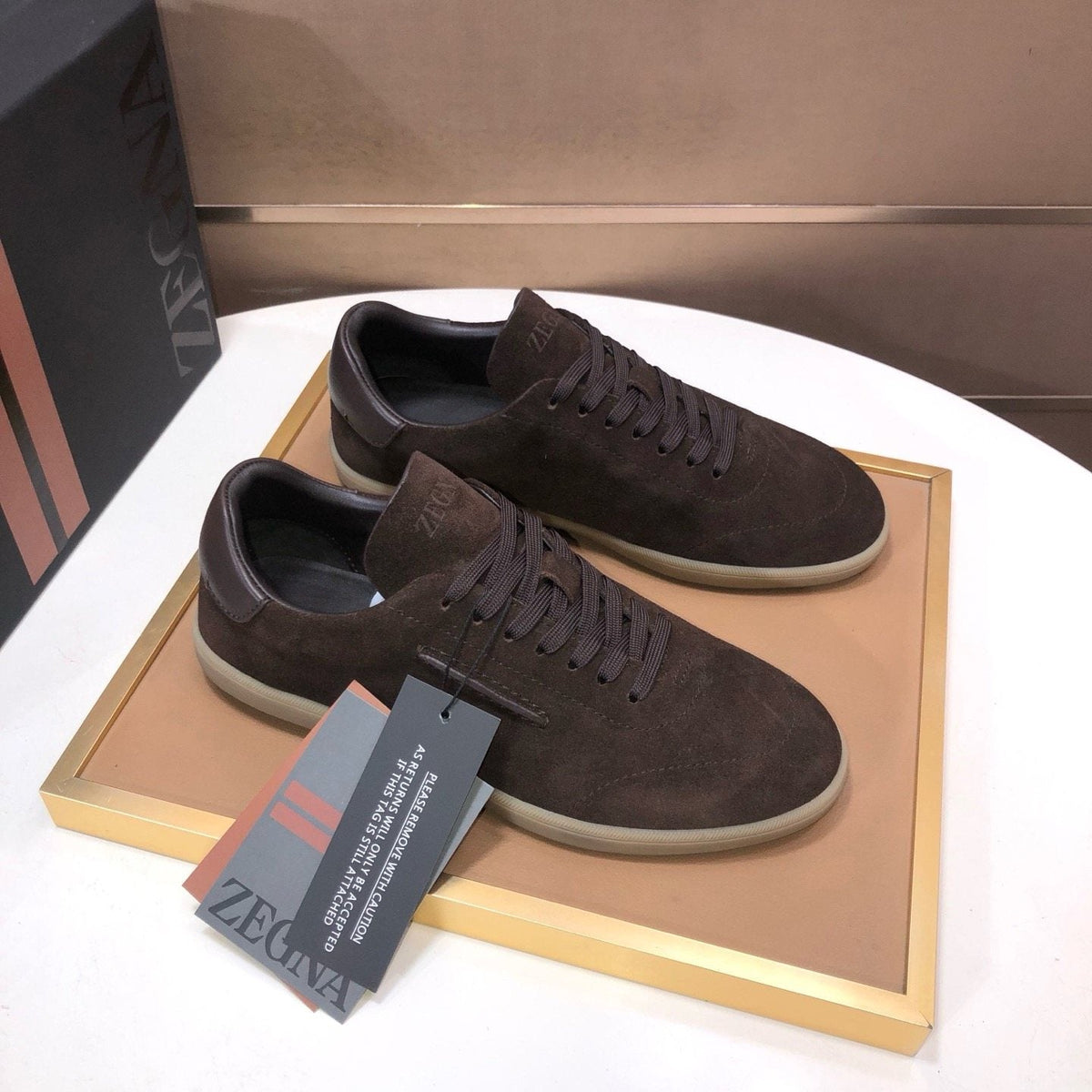 Zegna 232 Suede Low-Top Sneakers — front