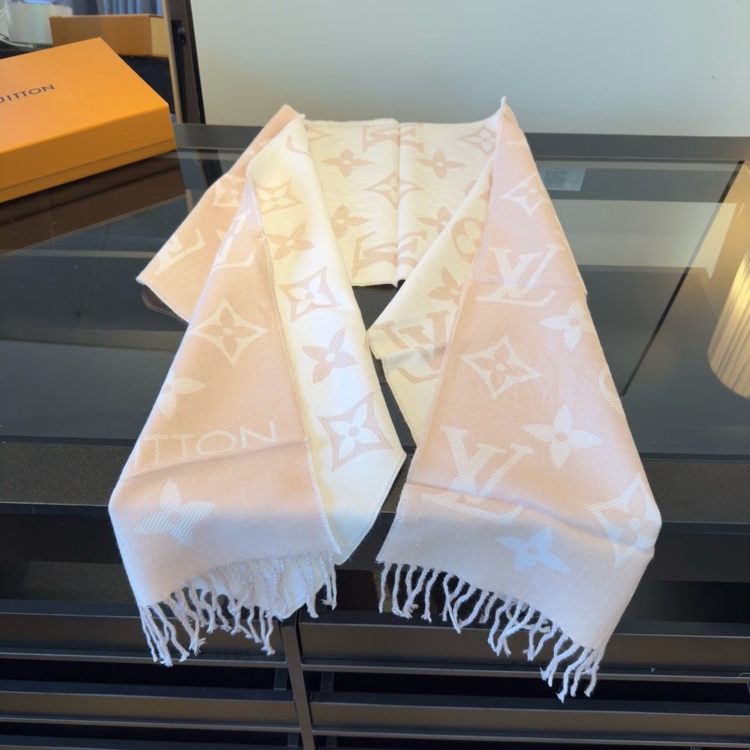 Louis Vuitton Monogram Fringed Scarf — front