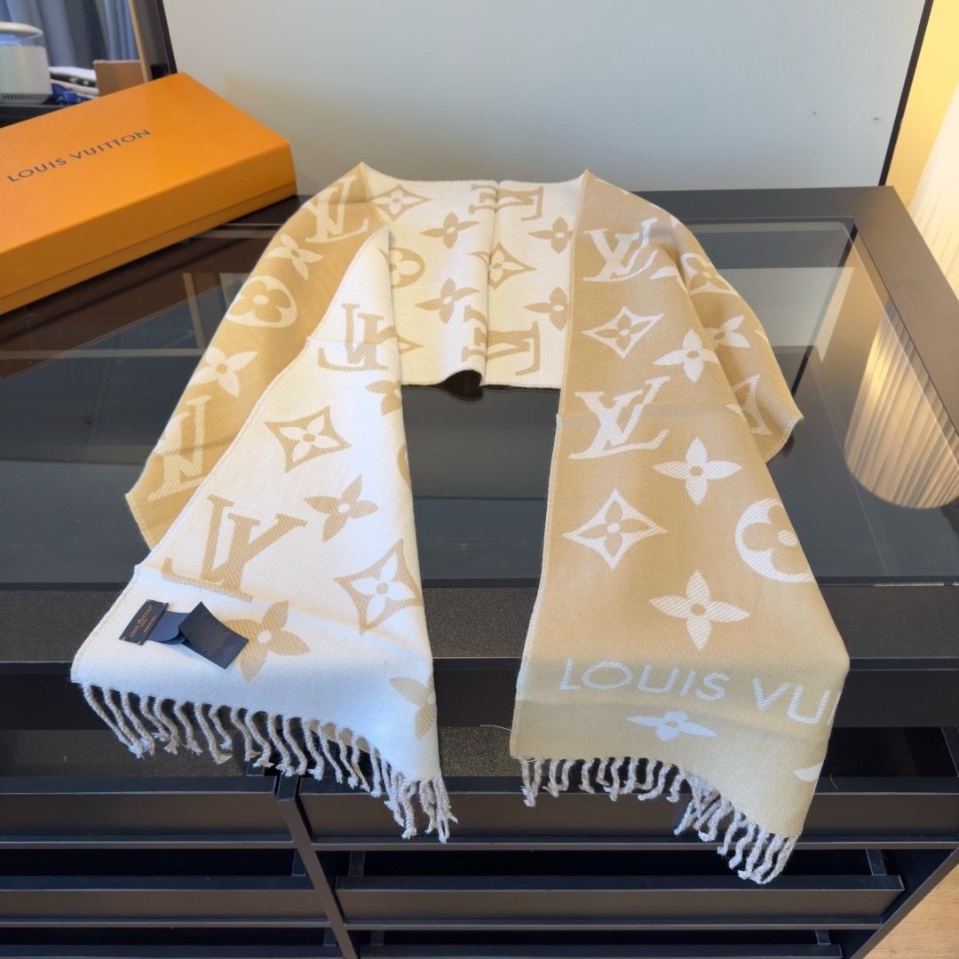 Louis Vuitton Monogram Fringed Scarf — front