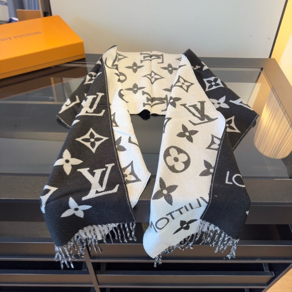 Louis Vuitton Monogram Fringed Scarf — front