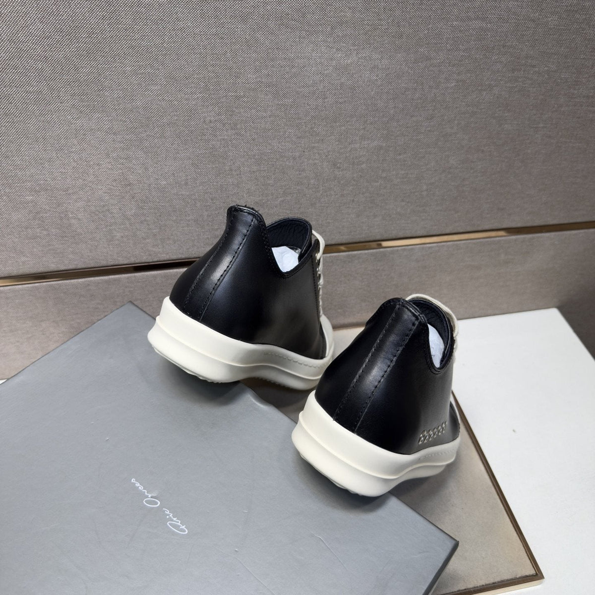 Black and Off-White Low-Top Sneakers — back
