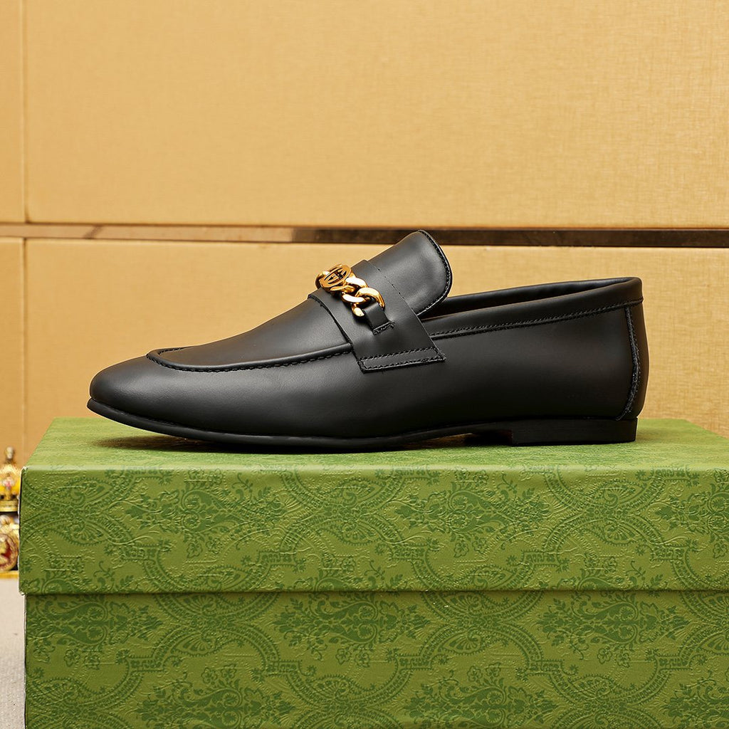 Gucci Leather Chain Loafers — side