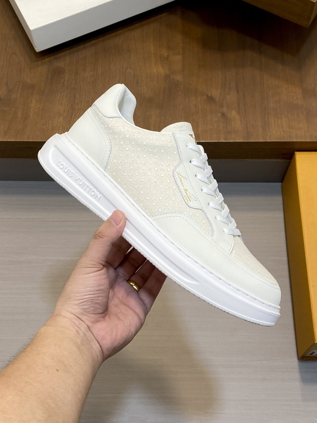 Louis Vuitton Textured Low-Top Sneakers — front