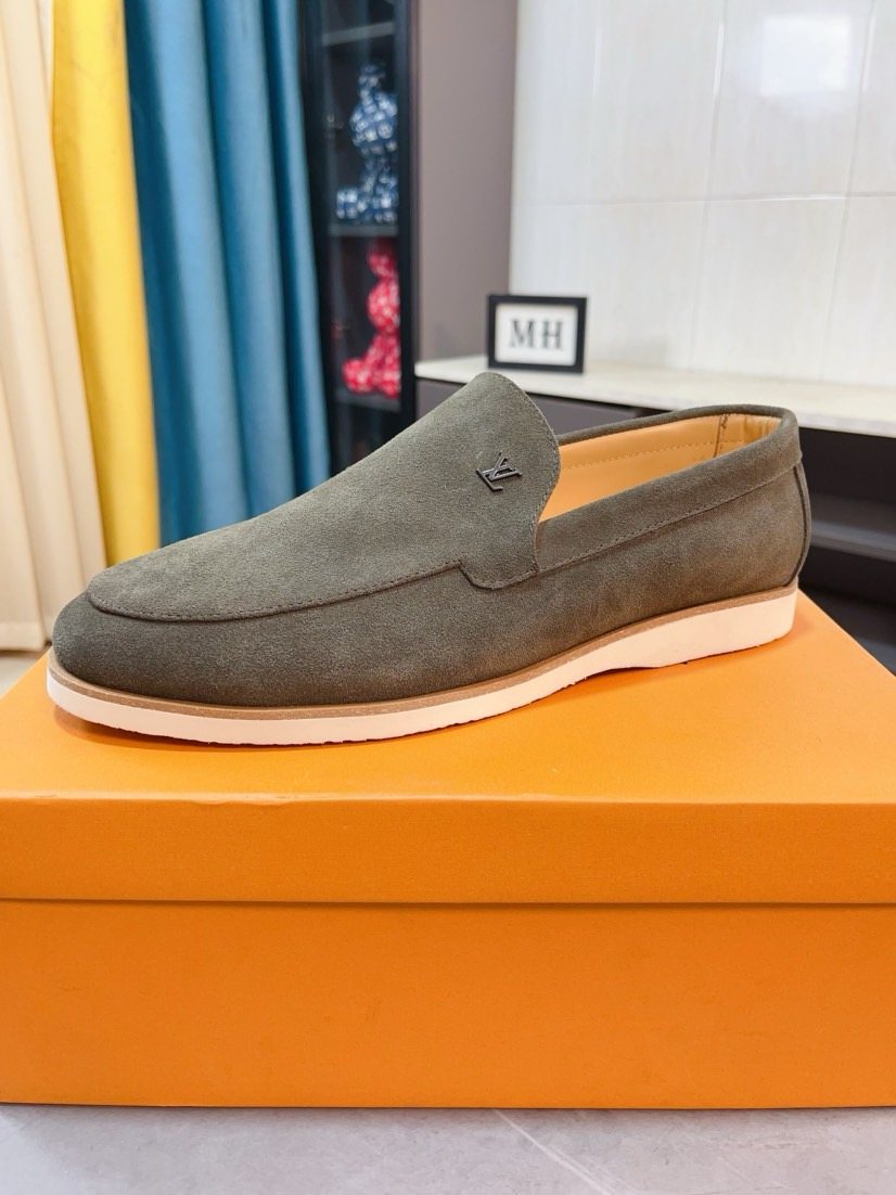 Louis Vuitton Textured Slip-On Loafers — front