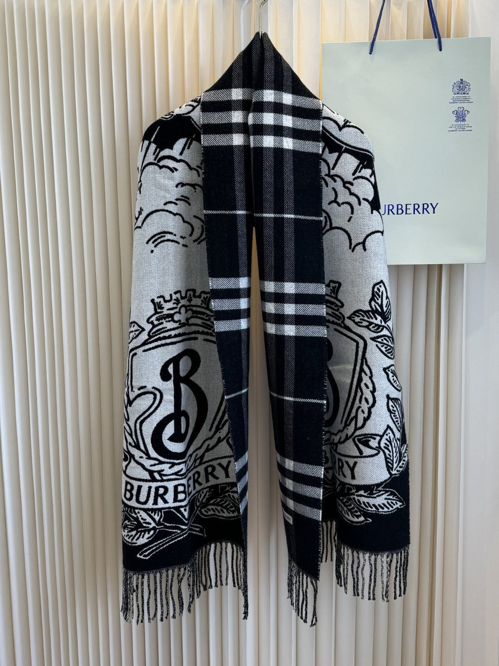 Burberry Equestrian Graphic Fringed Scarf — hero