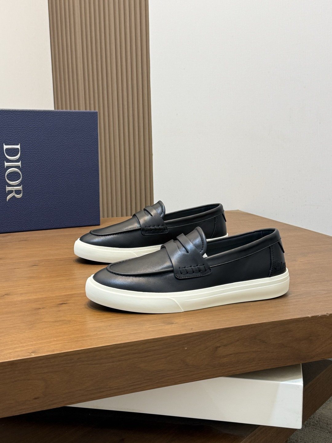 Dior Men's Vamp-Strap Slip-On Shoes — front