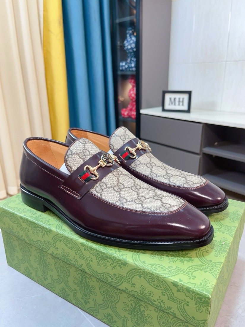 Gucci Monogram Metal Bit Loafers — front