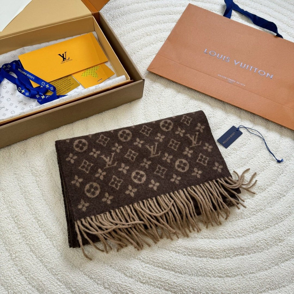 Louis Vuitton Reversible Monogram Fringed Scarf — front