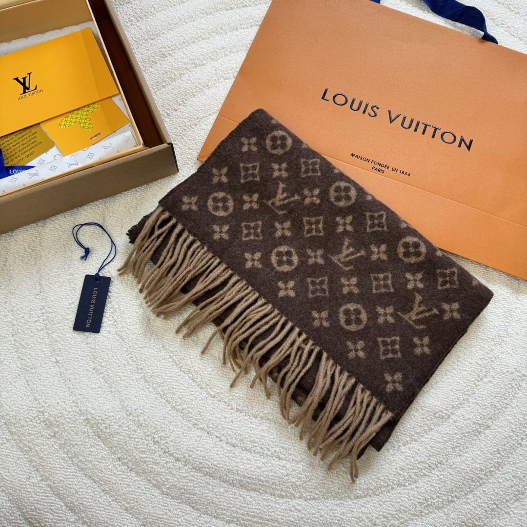 Louis Vuitton Reversible Monogram Fringed Scarf — side