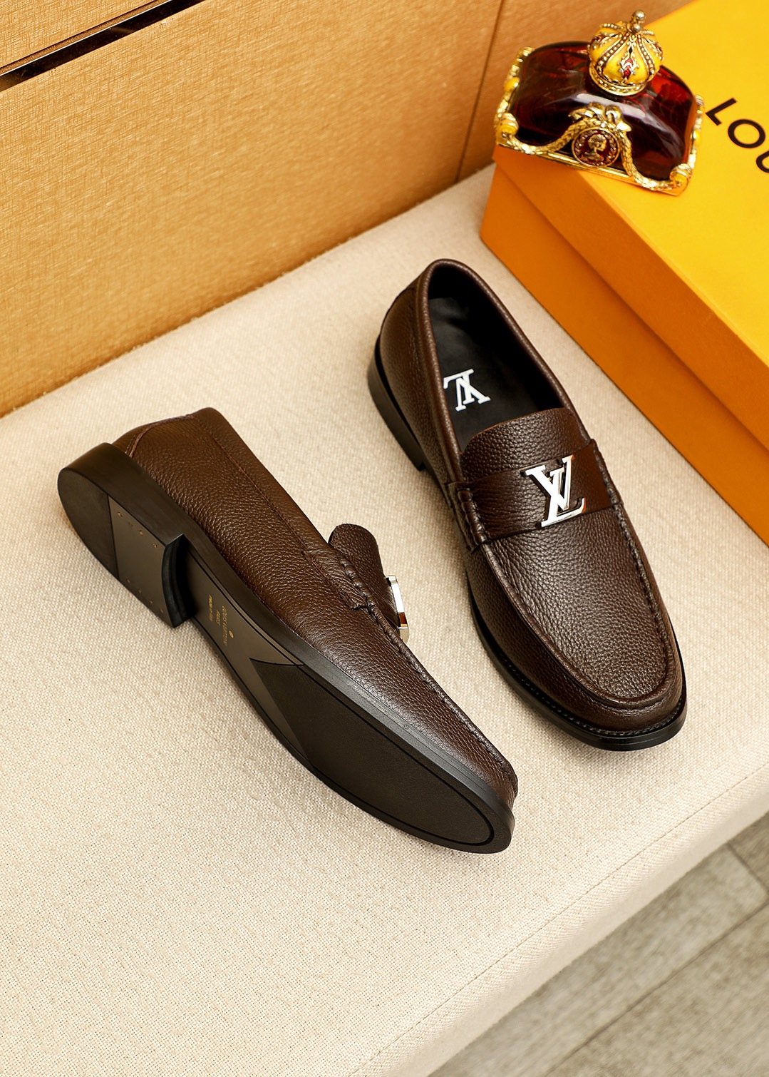 Louis Vuitton Textured Hardware Loafers — front