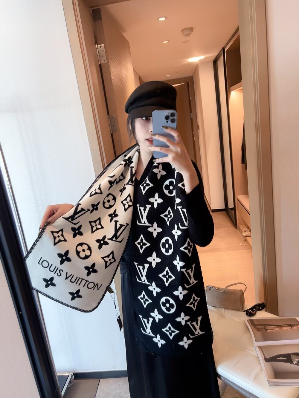 Louis Vuitton Monogram Scarf — model