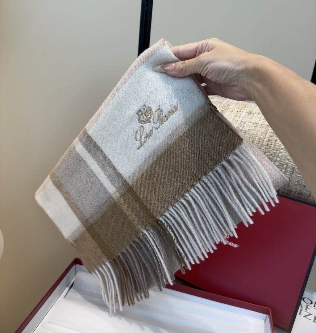 Loro Piana Plaid Fringe Scarf — front