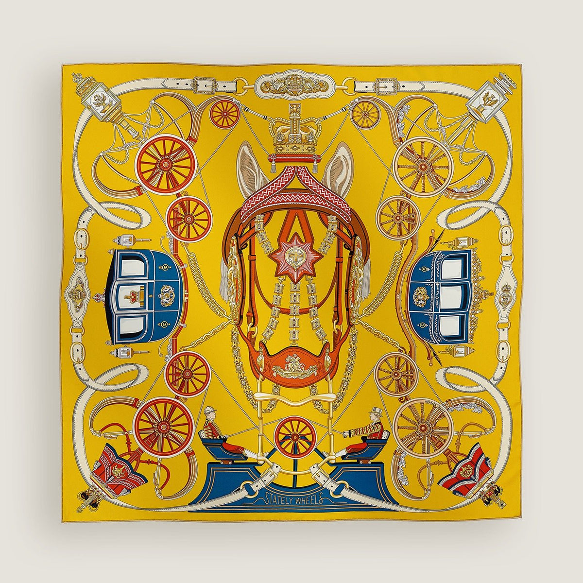 Hermès Carriage and Wheel Silk Scarf — front