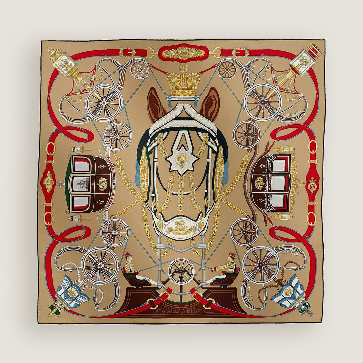 Hermès Carriage and Wheel Silk Scarf — front