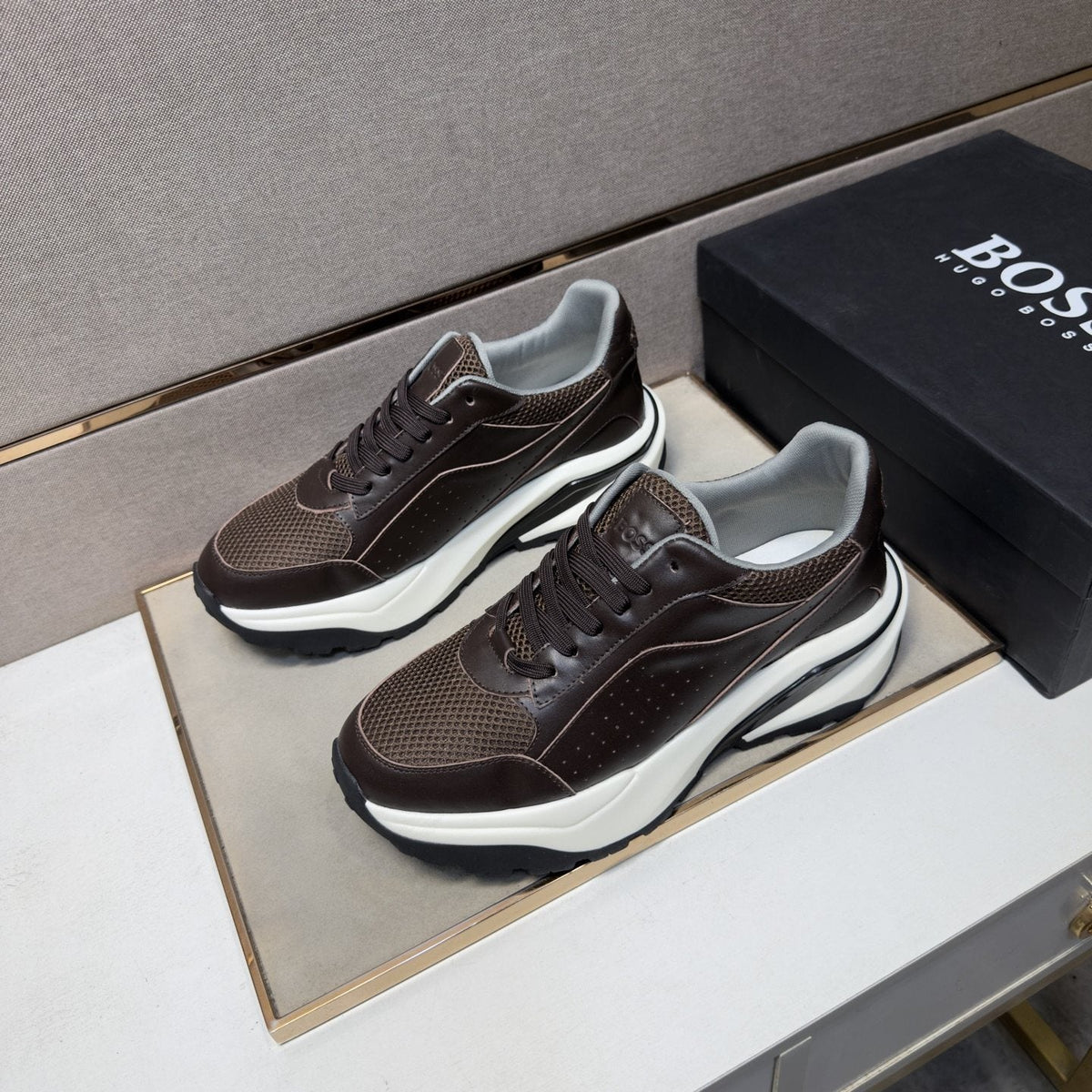 HUGO BOSS Mesh-Textured Casual Sneakers — front