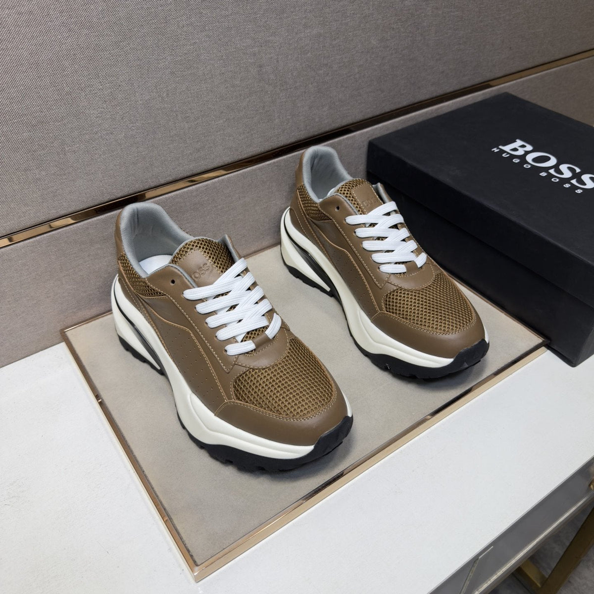 HUGO BOSS Mesh-Textured Casual Sneakers — front