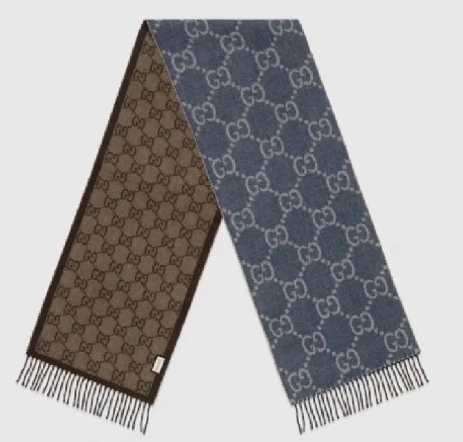 Black and Gray Fringed Scarf — front