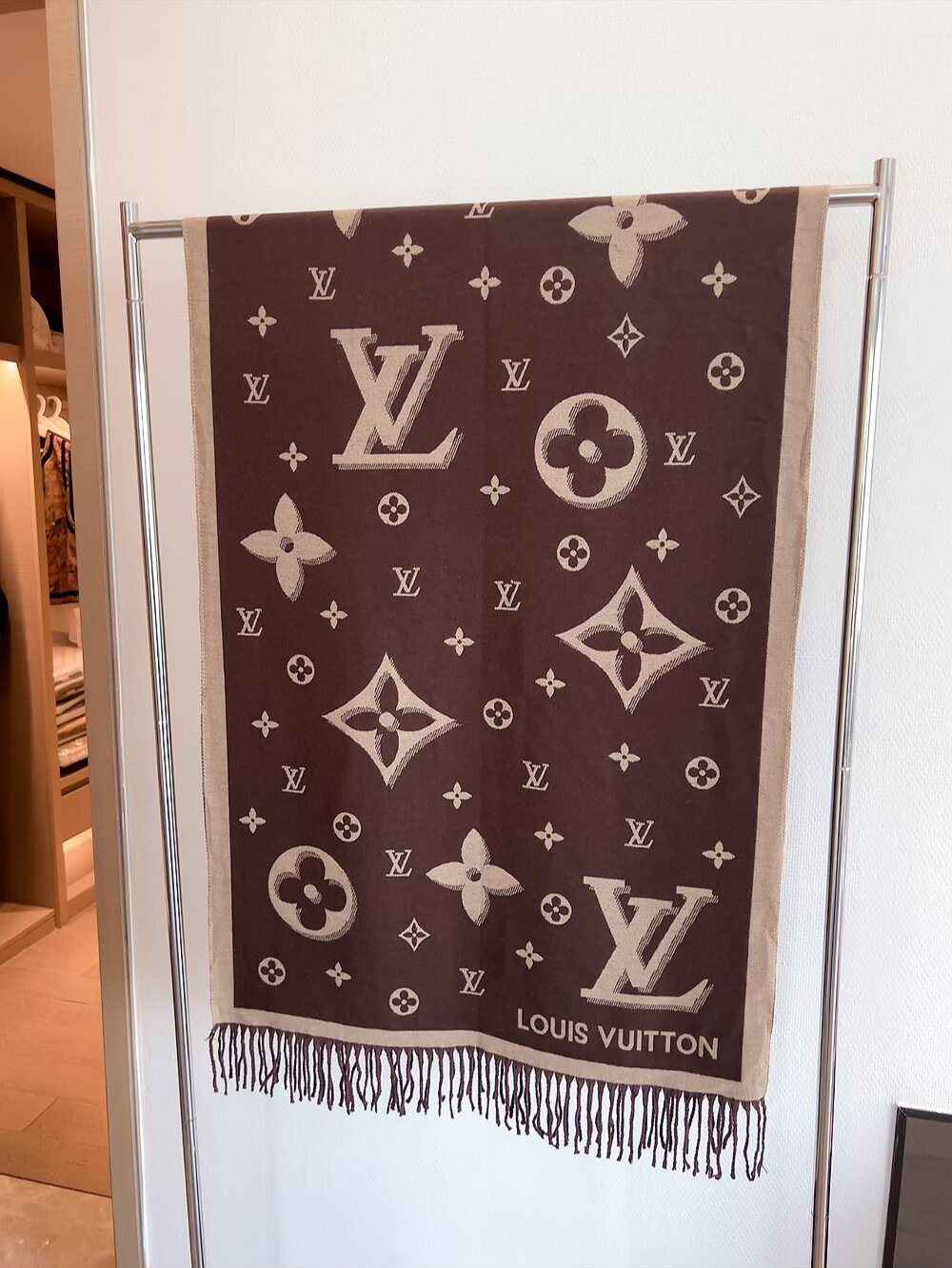 Louis Vuitton Fringed Monogram Scarf — front