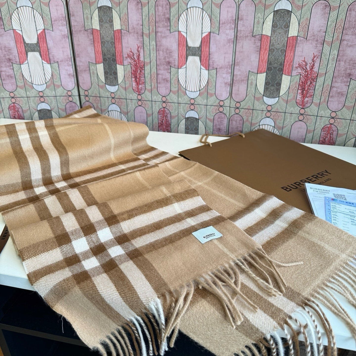 Burberry Fringed Plaid Scarf — front