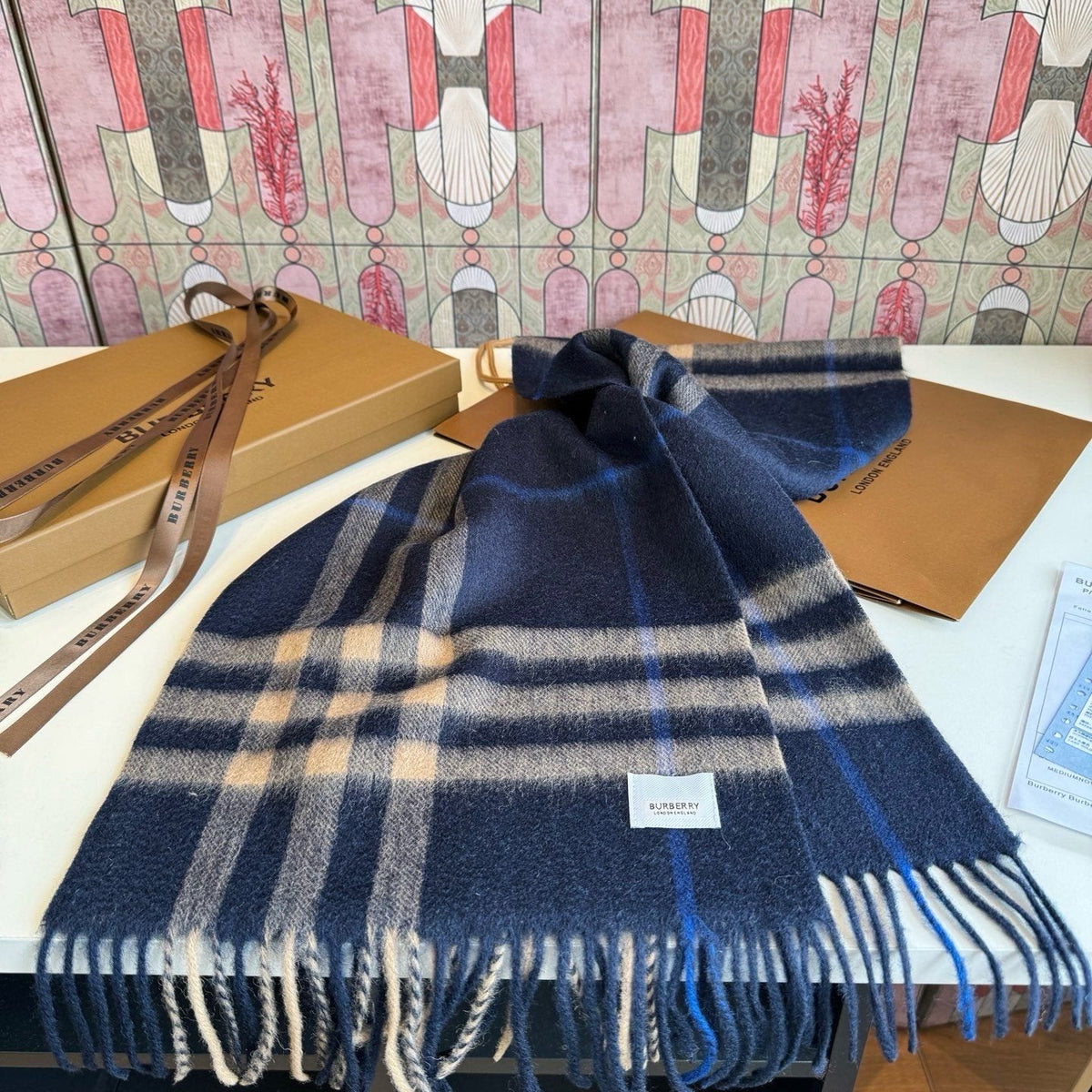 Burberry Fringed Plaid Scarf — front