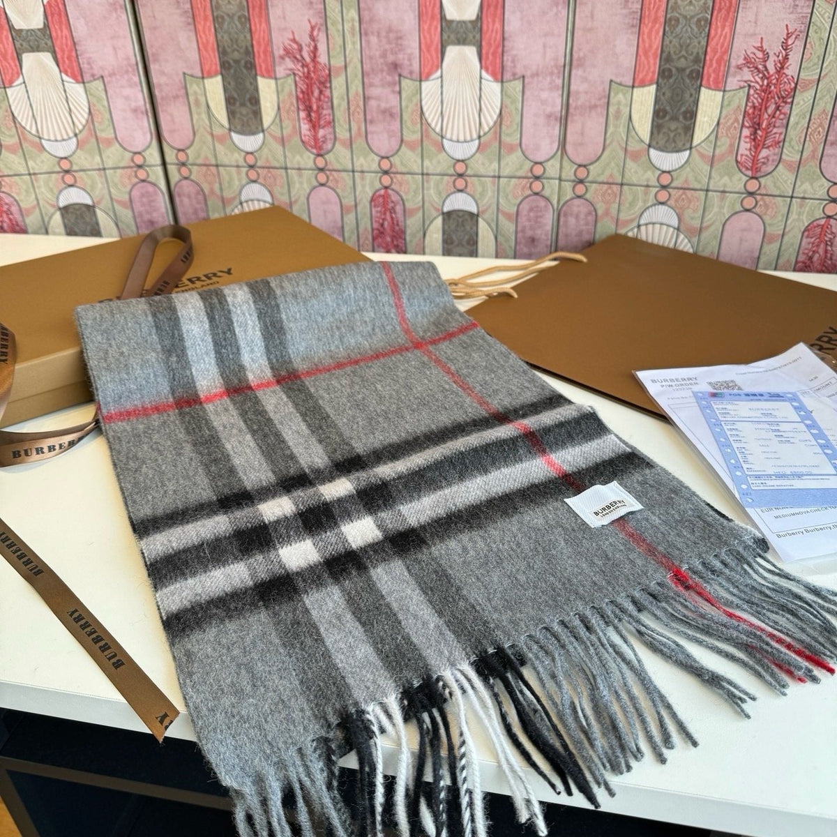 Burberry Fringed Plaid Scarf — front