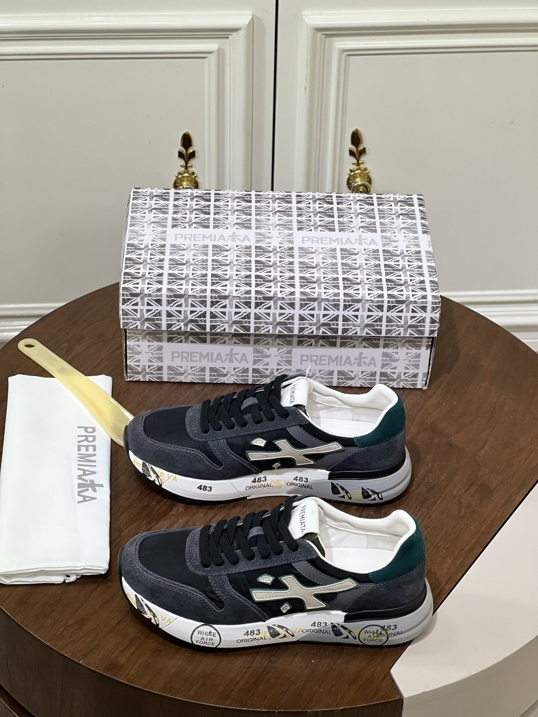 Premiata Contrast Panel Low-Top Sneakers — front