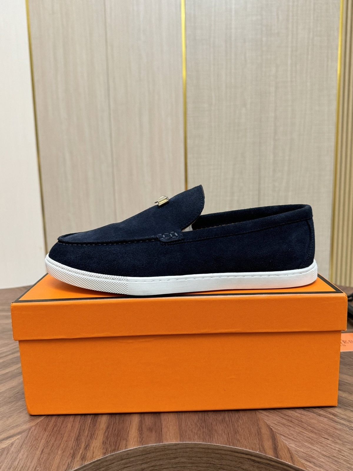 Hermès Navy Slip-On Sneakers — hero