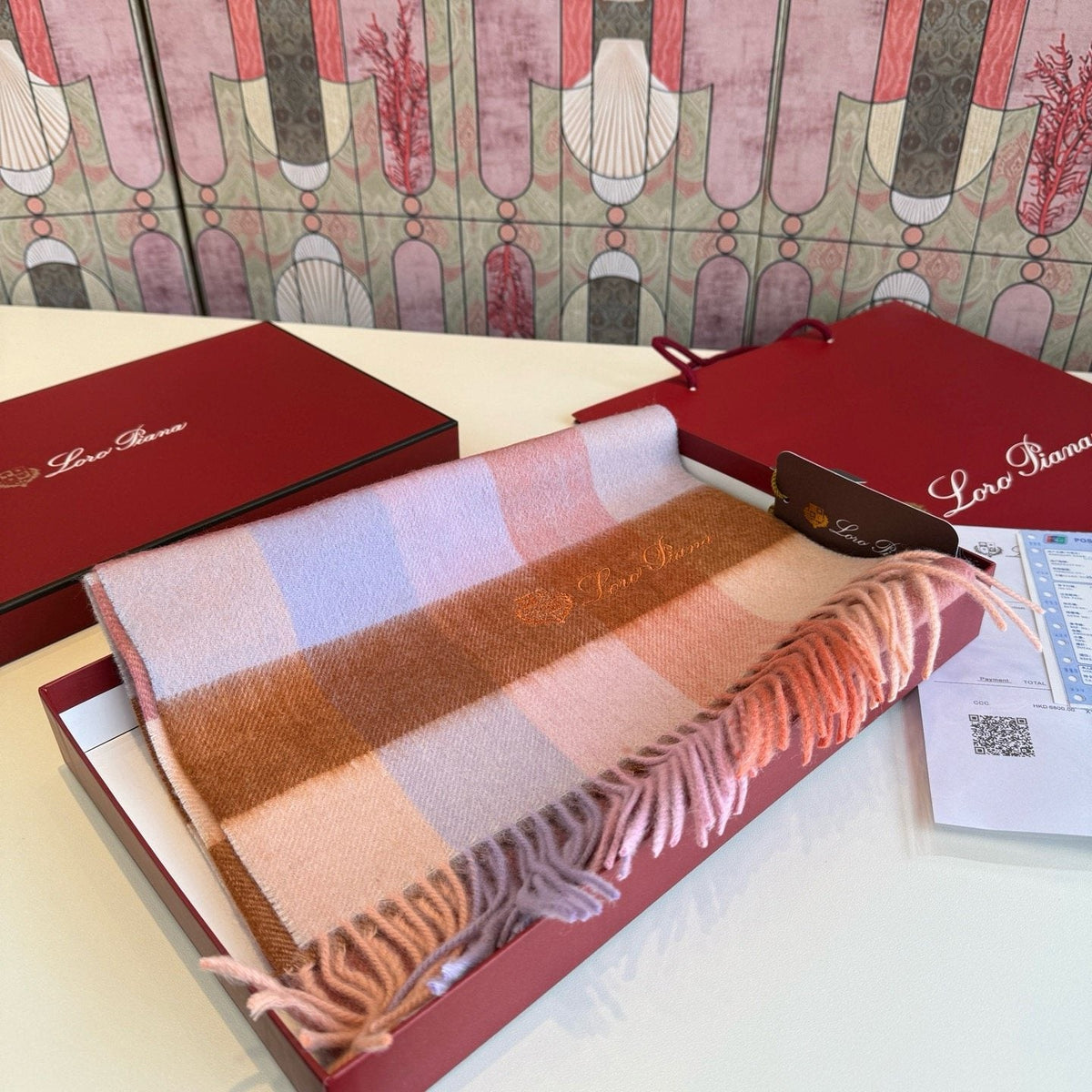 Loro Piana Plaid Fringe Scarf — front