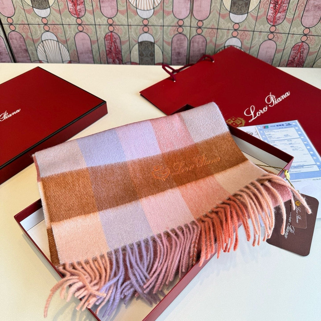 Loro Piana Plaid Fringe Scarf — front