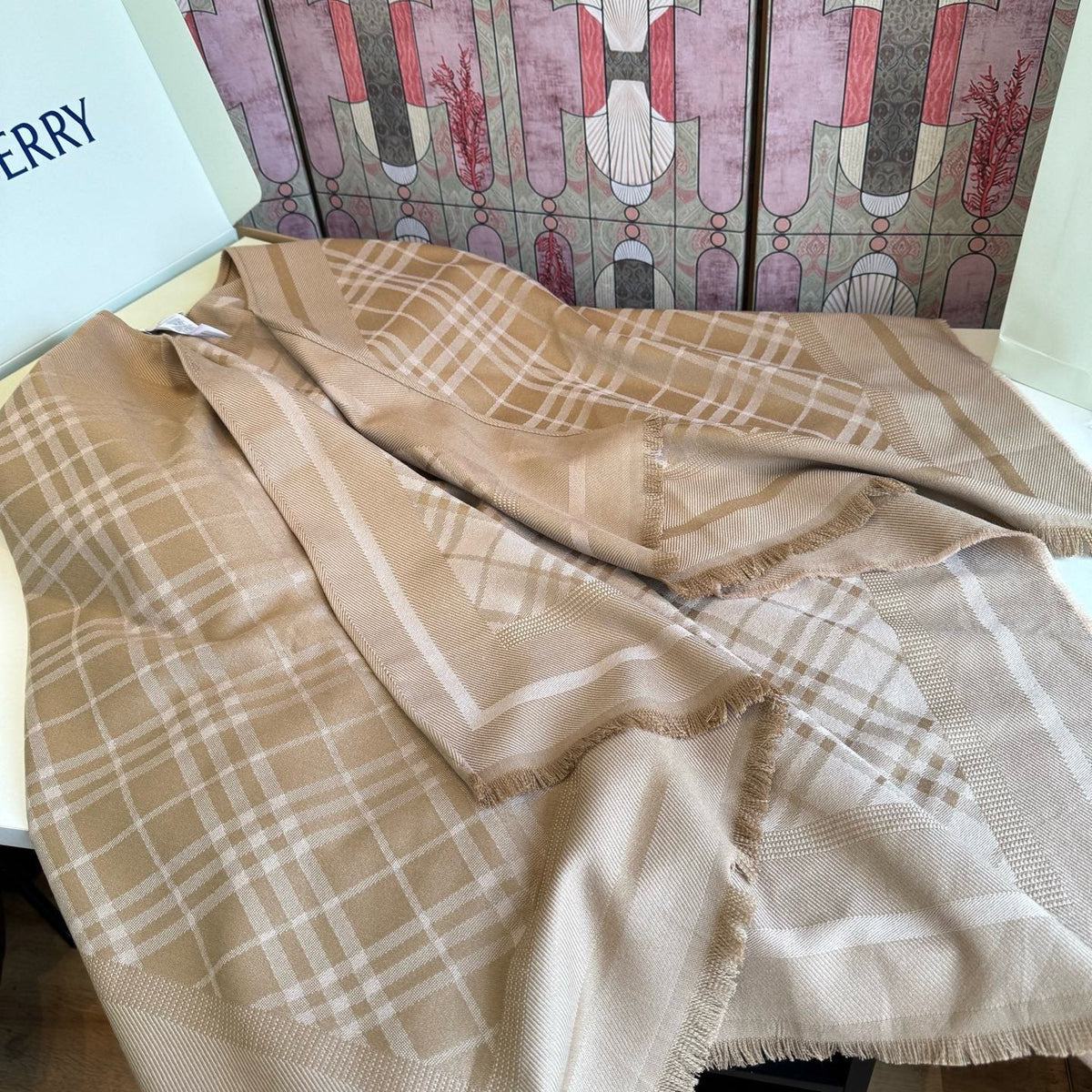 Fringed Woven Shawl — front