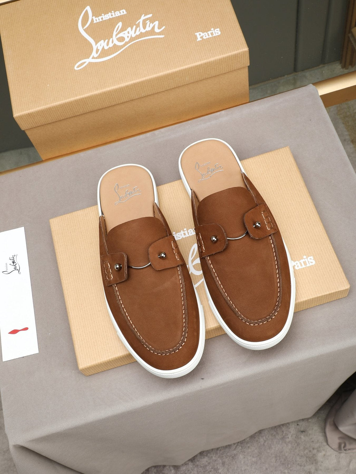 Christian Louboutin Buckle-Strap Slip-On Mules — front