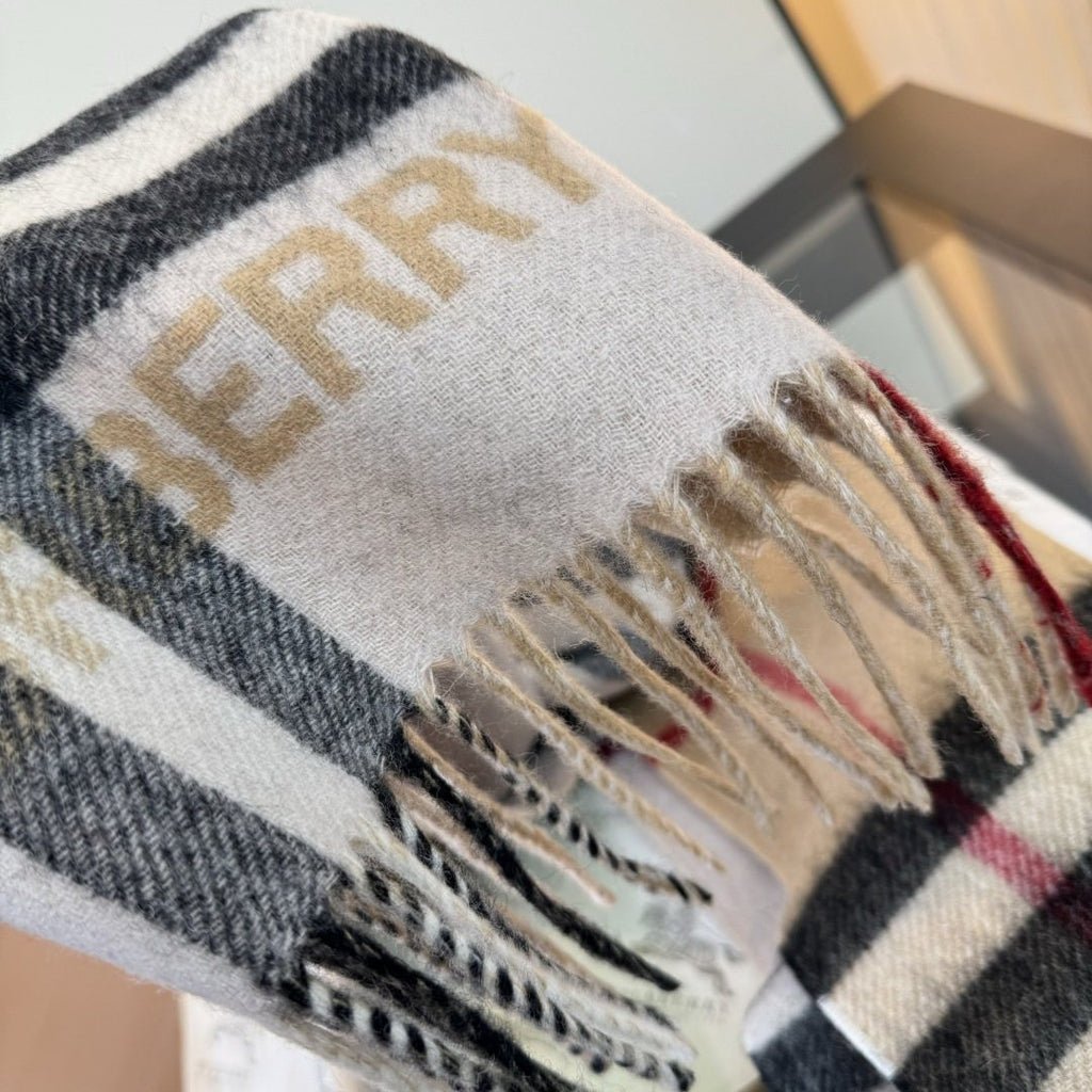 Burberry Fringed Plaid Scarf — detail